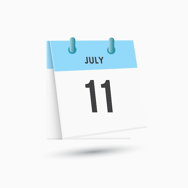 Vector july 11 calendar and time planner daily calendar icon reminder vector illustration