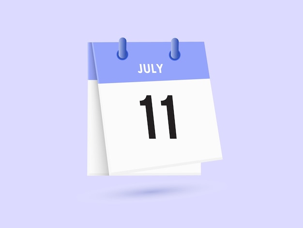 Vector july 11 calendar and time planner daily calendar icon reminder vector illustration