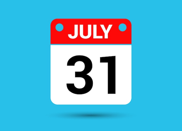 July 31 Calendar Date Flat Icon Day 31 Vector Illustration