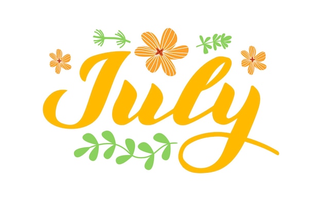 Vector july  hand drawn lettering month name hand written month may for calendar monthly logo