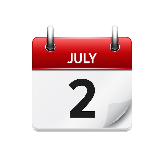 July vector flat daily calendar icon date and time day month holiday