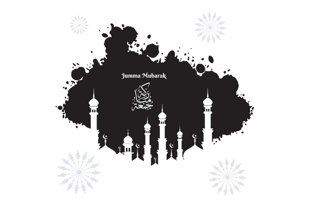 Vector jumma mubarak happy friday holy greeting islamic blessed friday mosque