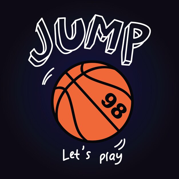 Vector jump lets play basket ball tee shirt graphic