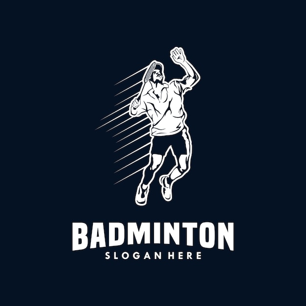 Jump smash badminton silhouette logo design