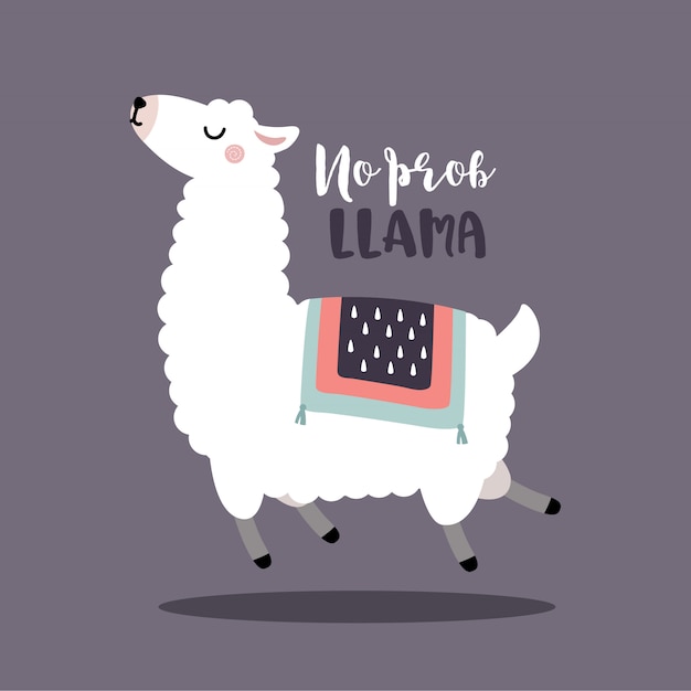 Jumping Alpaca or Llama with No Prob Llama Motivational Quote