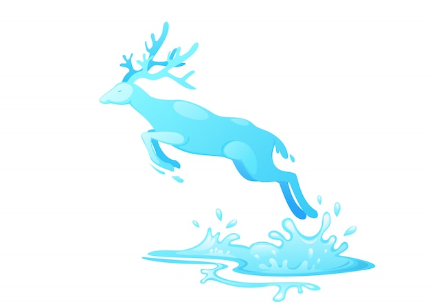 Jumping deer out of water 