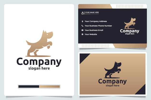 Jumping dog pet care logo design and business card