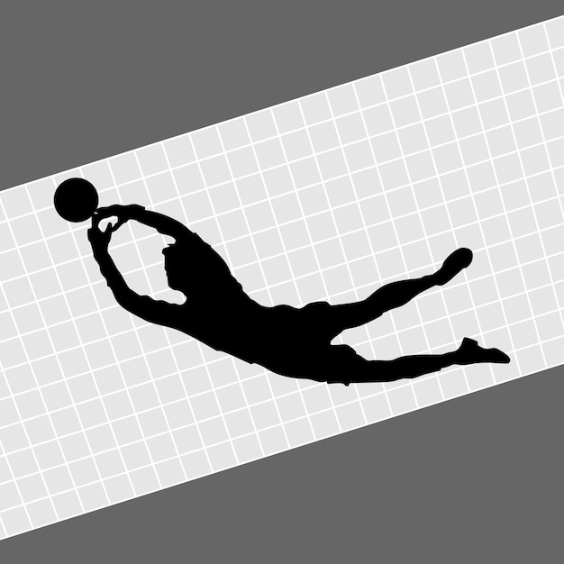 Jumping goalkeeper save ball silhouette