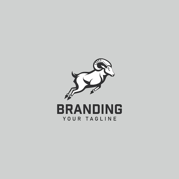 Jumping Goat Logo Design Template