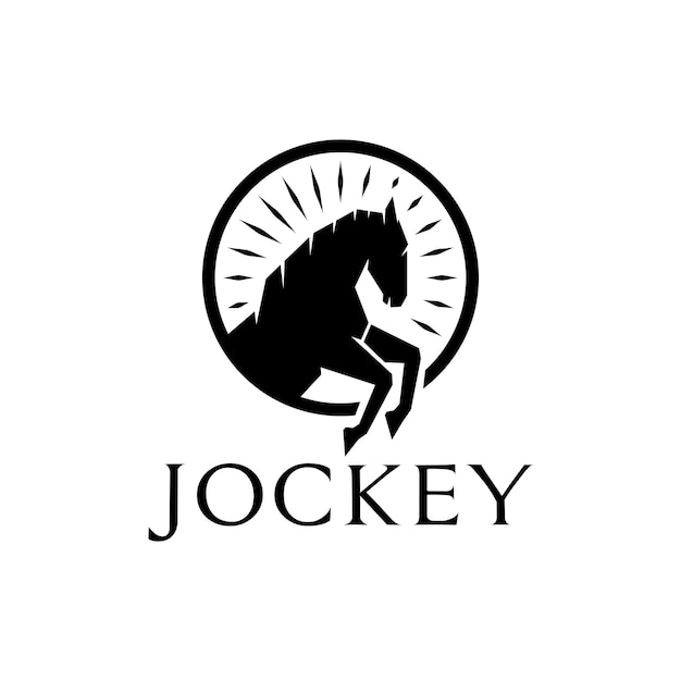 jumping horse silhouette logo design vector