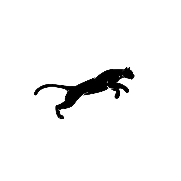 jumping puma tiger jaguar lion logo design silhouette vector illustration