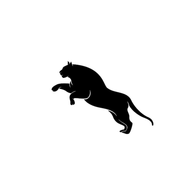 jumping puma tiger jaguar lion logo design silhouette vector illustration