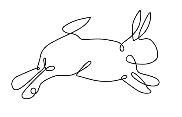 Jumping rabbit with a outline silhouette logo