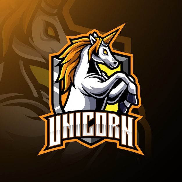 Jumping unicorn mascot logo