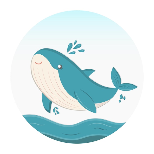 Vector jumping whale in modern design