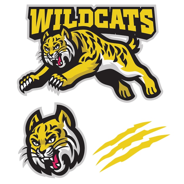 Jumping wildcats mascot logo