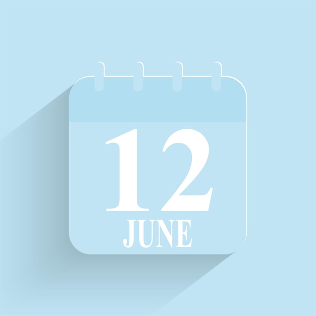 Vector june 12 daily calendar icon date and time day month holiday flat designed vector illustration