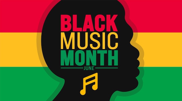 Vector june is african american music appreciation month or black music month background template