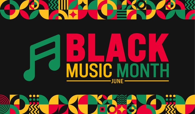 Vector june is african american music appreciation month or black music month background template