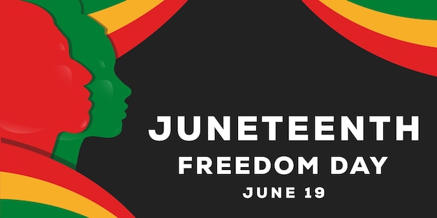 Juneteenth background illustration with two silhouette african people