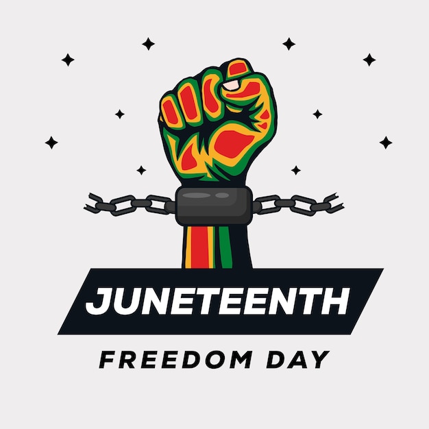 Juneteenth design illustration with colorful hands