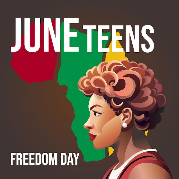 Juneteenth vector a beautiful black woman map of africa