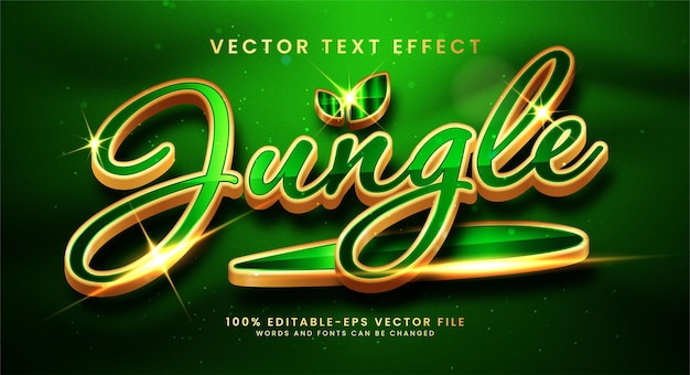 Jungle 3D text style effect. Editable text with green color concept.