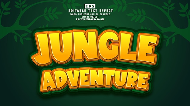 Jungle Adventure 3d Editable Text Effect Vector With Background