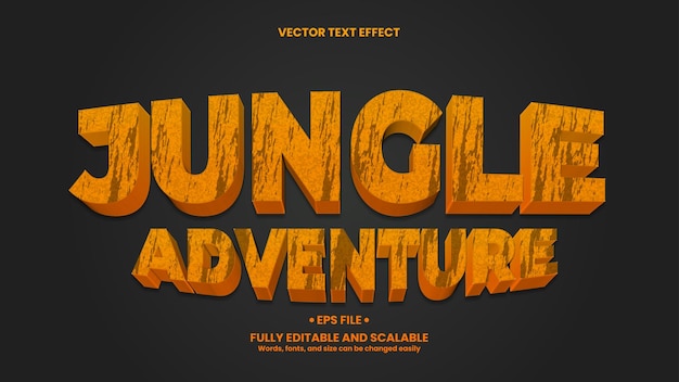 Jungle Adventure 3D Text Effect. Black and gold text effect template with 3d style use for title, headline, logo and business brand