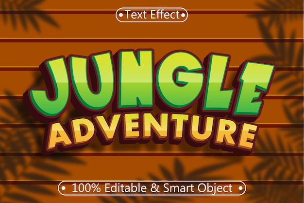 Vector jungle adventure editable text effect 3 dimension emboss modern style