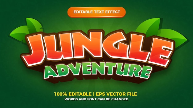 Jungle Adventure editable text effect cartoon comic game style