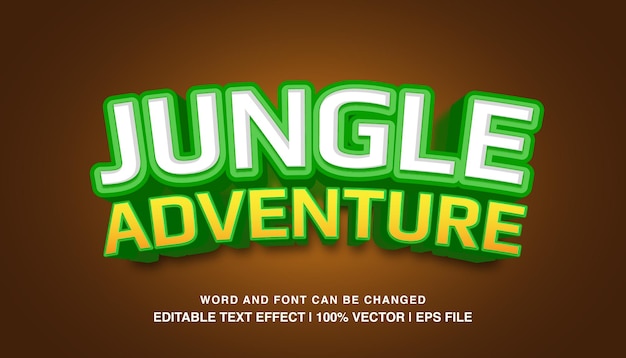 Jungle adventure editable text effect template 3d bold cartoon style typeface