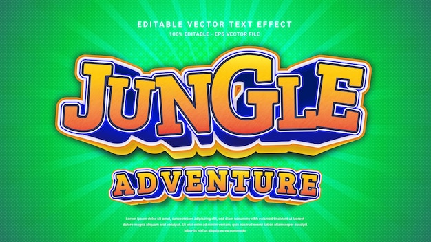 JUNGLE ADVENTURE TEXT EDITABLE VECTOR 3D EFFECT ORANGE YELLOW GREEN