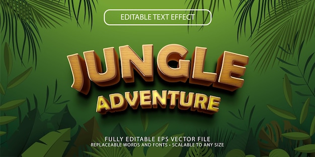 Vector jungle adventure text effect editable vector file