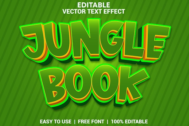 Jungle book editable 3d text effect with background