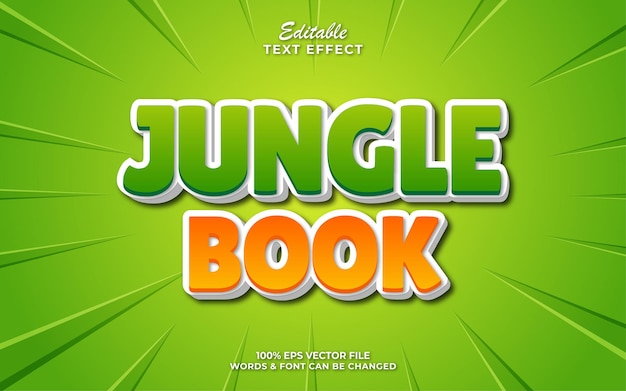 Jungle book editable text effect cartoon comic game style