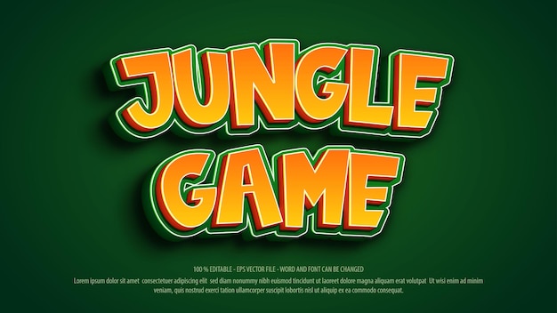 Jungle game 3d style editable text effect