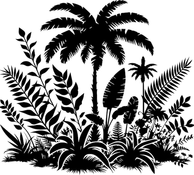 Vector jungle plant vector silhouette black color 4