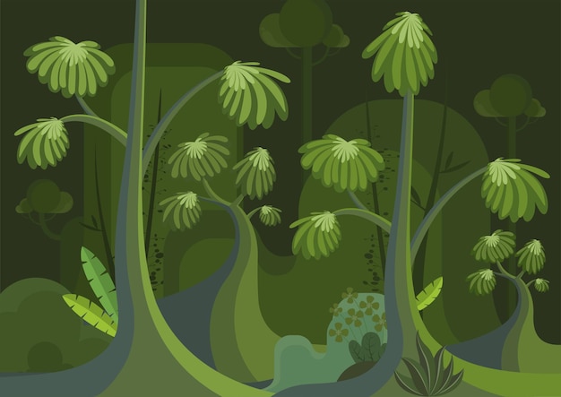 Jungle Vector Green Background Illustration