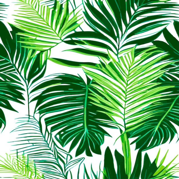 Jungle vector illustration with tropical leaves patern Trendy summer print Exotic seamless pattern turquoise