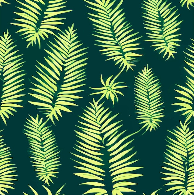 Jungle vector illustration with tropical leaves patern Trendy summer print Exotic seamless pattern turquoise