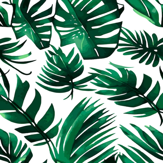 Jungle vector illustration with tropical leaves patern Trendy summer print Exotic seamless pattern turquoise