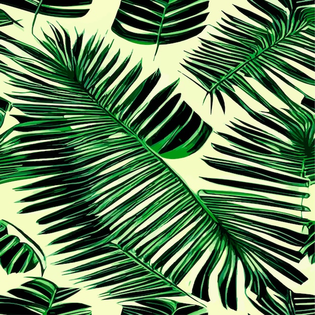 Jungle vector illustration with tropical leaves patern Trendy summer print Exotic seamless pattern turquoise