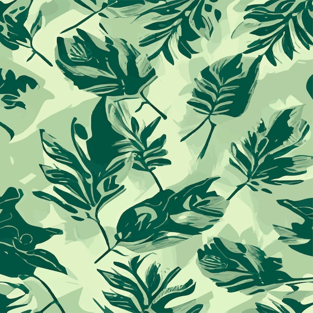 Jungle vector illustration with tropical leaves patern Trendy summer print Exotic seamless pattern turquoise