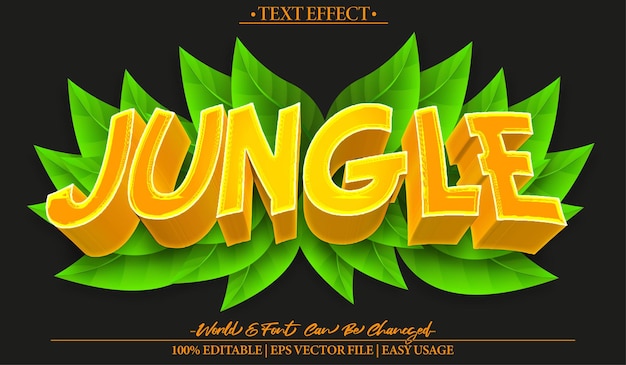 Vector jungle vector text effect editable alphabet forest tropic wildlife animal rainforest