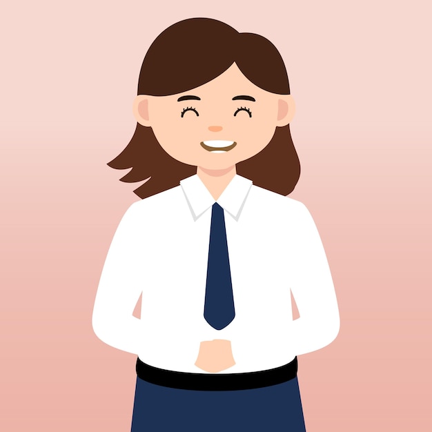 Vector junior high school student portrait wearing uniform with hand gesture vector illustration