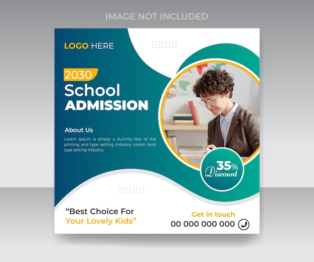 Junior school admission education square social media Facebook instagram post template