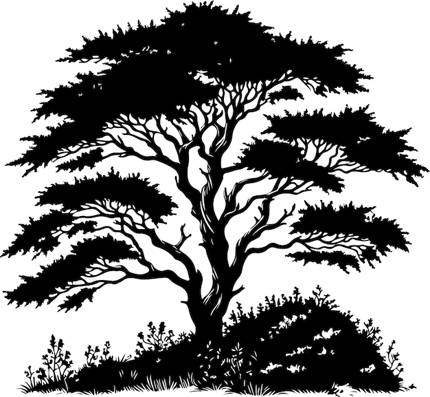 Juniper Tree vector black color silhouette