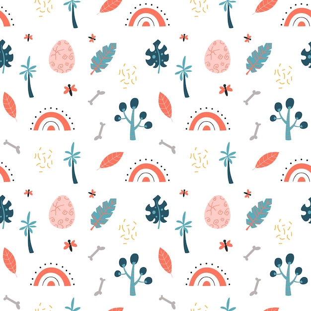 Jurassic and cute dinosaurs pattern