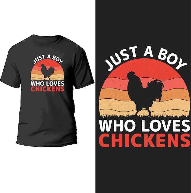 just a boy who loves chickens t shirt design.